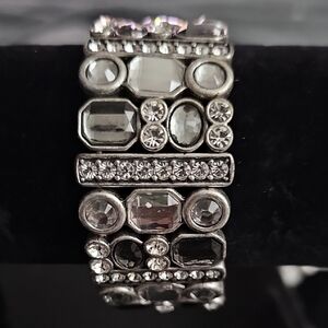 Sassy Jones Silver and Gray Crystal Bracelet
